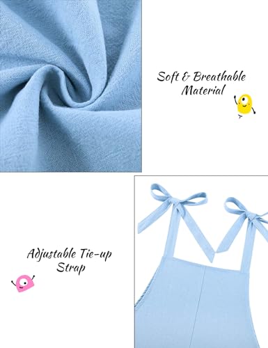 Image of Girls Romper Sleeveless Adjustable Tie-Up Strap Short Jumpsuits Summer Clothes with Pocket 5-12 years