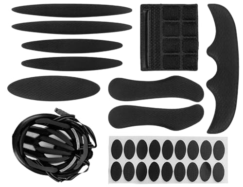 Lhbwhiz Fahrradhelm Polster Kit,Universal Klettpunkte Helmpolster,Fahrrad Schaumstoffpolster Polsterung,Schwammschutz Ersatz Helm Pads,Innenpolster Zubehörmatten,für MTB Helm,Motorradhelm(Schwarz)