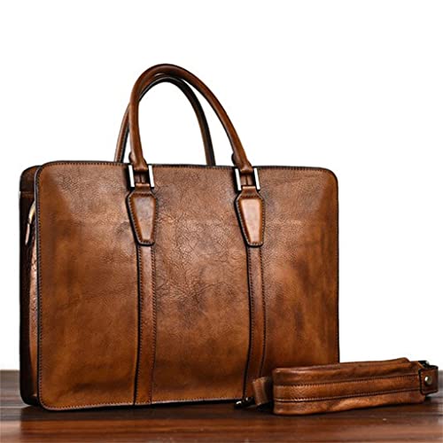 Vintage Genuine Leather Men's Briefcase Business Laptop Handbag Office Shoulder Messenger Bags