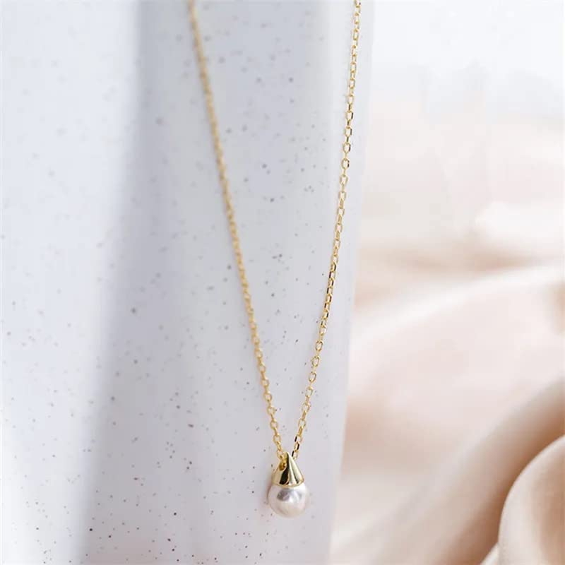 Collier pendentif triangle de perles bijoux argent femmes - 3