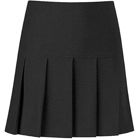 Girls Ladies Women School All Round Pleated Skirt with Zip Drop Waist Pleated Drop High Waist Girl School Uniform Skirt 7 to 16 Years (Grey, 16) Cover