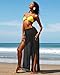 Cover Up Pants Swimwear Women Black Sheer High Split Wide Leg Swimsuit Bikini Bottom Coverup Pant