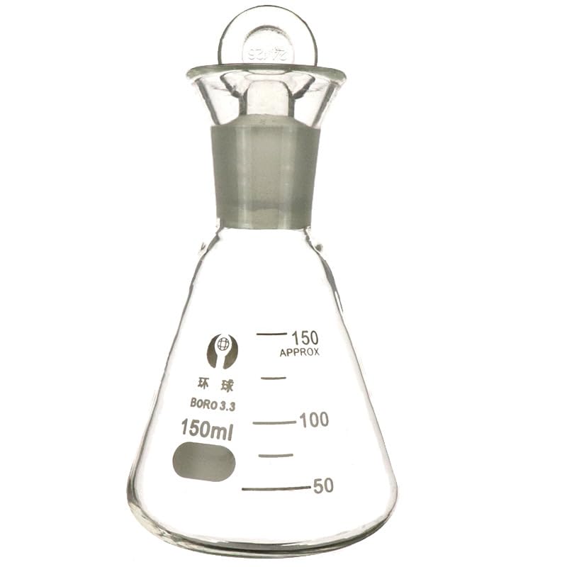 Juego de 2 Matraces Yodométricos de Vidrio Borosilicato con Tapón Esmerilado Matraces Erlenmeyer Graduados Laboratorio 100–1000ml(1000ml)