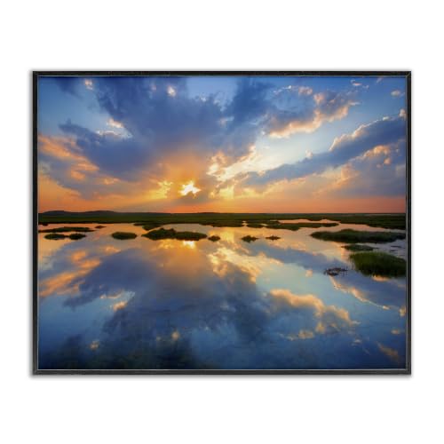 Coastal Lagoon Sunset Seascape, 11 x 14 Inch Framed Giclée Print