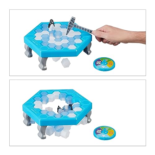 Relaxdays Pinguin Spiel, Kinderspiel ab 3 Jahre, Spielspaß für die Familie, 2–4 Spieler, Eisbrecher-Spiel, blau/weiß – Bild 7