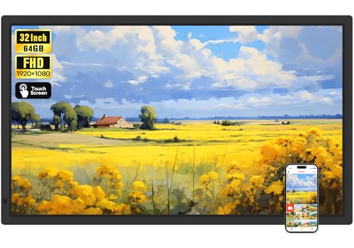 Image of Frameo 32 inch Extra Large Digital Picture Frame, Smart WiFi Photo Frame with 1920x1080 FHD IPS Touch Screen 64GB Memory, Support Wall Mounted Auto-Rotate USB&SD Card, Share Photos /Videos Instantly