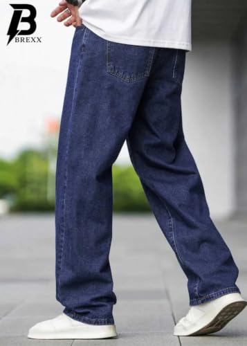 Image of Jeans for Men | Loose Fit Light Wash Denim Pants with Wide Leg Streetwear Style