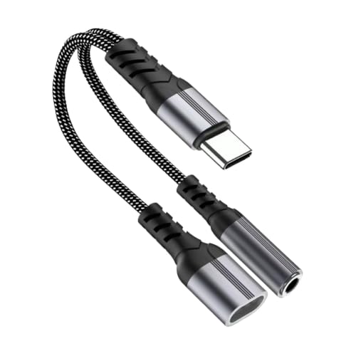 Image of USB C to 3.5mm Headphone Jack Adapter with 60W PD Fast Charging DAC Chip HiFi Audio USB Type C to AUX Converter Compatible with Samsung S25 S24 OnePlus Xiaomi iPad MacBook Pixel