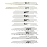 10 PCS Metal/Woodcutting Reciprocating Saw Blade Tool Set, Longer Lasting High Carbon Steel Blades, for General Purpose Demolition