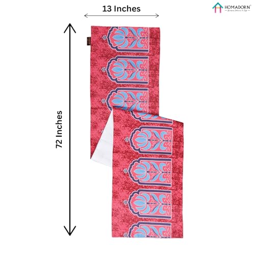 Image of HOMADORN Premium Digital Printed Table Runner - Double Layered Durable Fabric, Elegant Dining & Coffee Table Decoration, Fade-Resistant Prints, Easy Care (13x72 Inches ( 6 Seater), Floral Fiesta)