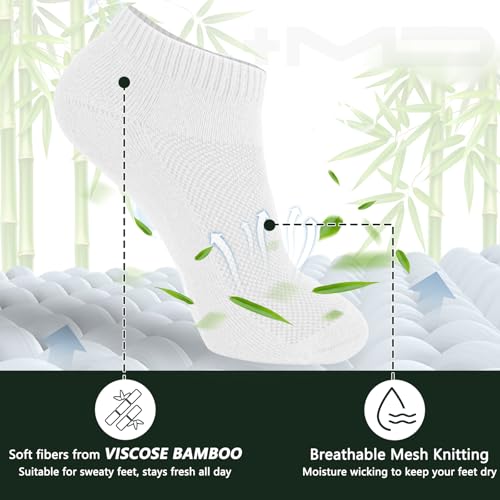 Image of +MD Bamboo Viscose No Show Socks for Women and Men, Smell Control Breathable Cushioned Sole Casual 6 Pairs