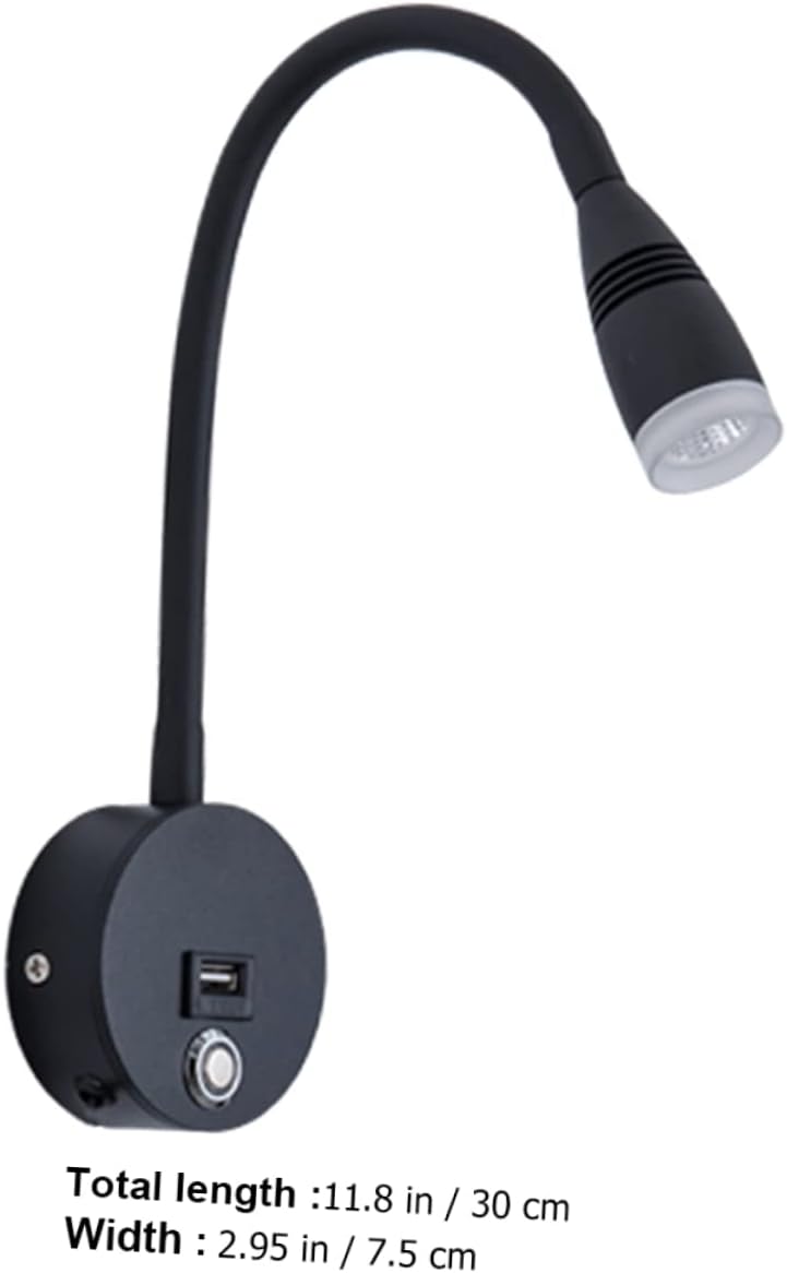 Mipcase Led Wall Mounted Reading Light Dimmable Feature and USB Port Bedside Lamp for Bedroom Study Boys and Girls Room and Nursery Three Color Temperature Options