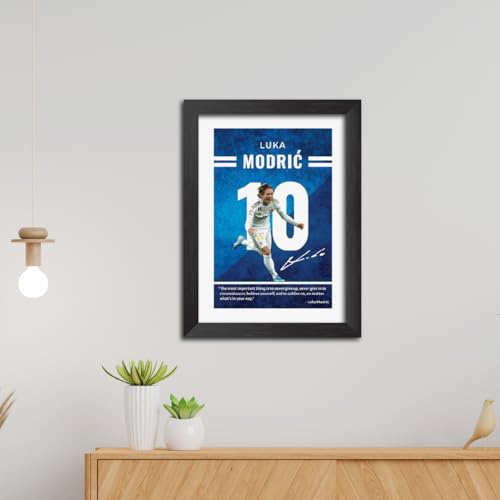 Image of TenorArts Luka Modric Quotes Poster Frame Real Madrid Laminated Photo Framed Painting with Matt Finish Black Textures (12 inches x 9inches)