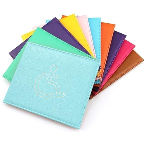 BMLIMITED BML PU Leather Disabled Badge Safe Wallet Protector Disability Parking Permit Discreet Display Cover Hologram Safe (Light Blue)