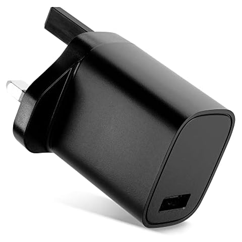 CELLONIC® 1 Port USB Charger UK-Plug 5V 1A 5W Charging Mains Wall USB Adapter Outlet Socket 100V-240V for Phone, Tablet, Speakers Compatible for iPhone, iPad, Samsung, Huawei - Black Cover