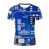 Herren Hip Hop Leiterplattendruck T-Shirt Kurzarm Lässige Schlanke Muskeloberteile für den Sommer