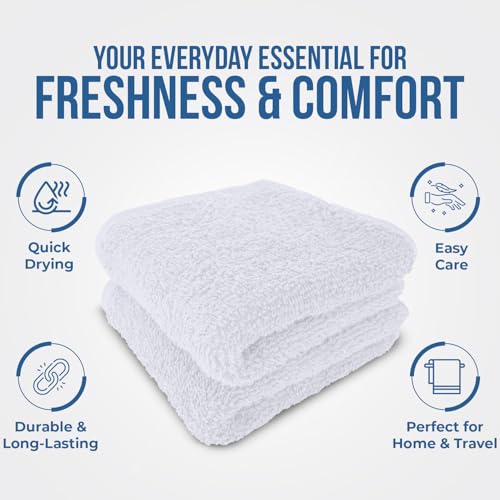 Image of DAN RIVER 10 Pack Wash Cloths for Showering [11x11] - 100% Cotton Washcloths Premium Quality Flannel Face Cloths for Bathroom, Highly Absorbent and Soft Feel Wash Clothes, White