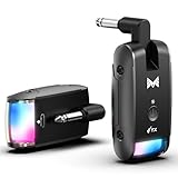 Sistema Wireless Per Chitarra con Illuminazione RGB Potenziato, Trasmettitore e Ricevitore Wireless Per Chitarra con Distanza di Trasmissione di 230 Piedi, Adatto Per Chitarre, Bassi e Altri Strumenti
