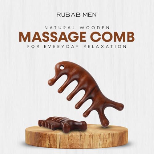 Image of RUBAB MEN Natural Wooden Full Body Massager & Relaxation Tool | 7-Node Acupressure, Eases Stress, Muscle Stiffness, Improves Blood Circulation, Handy Scalp, Neck & Back Massager