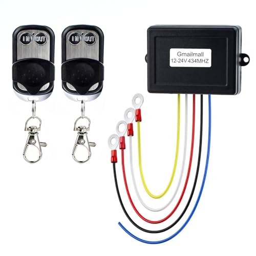 Gmailmall Wireless Winch Remote Control Kit for Truck Jeep ATV SUV 12V 24V Handset Recovery Waterproof Winch Remote Control Switch Receiver Kit for Car