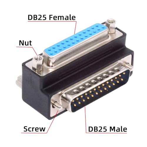 Adaptador Ángulo 90° DB25 Pin Macho a Hembra miniatura 3
