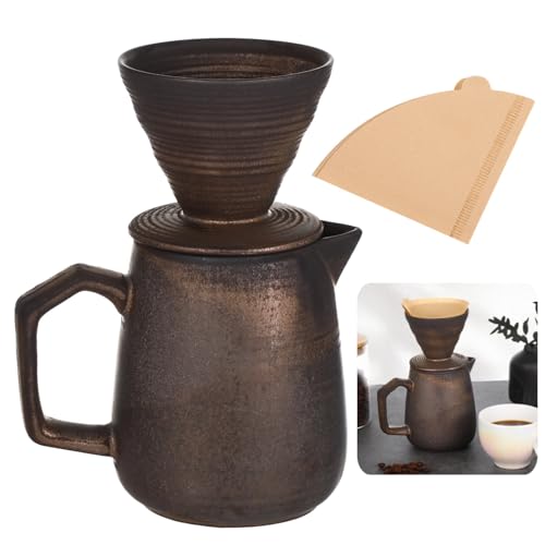 Bosreroy Pour Over Coffee Maker Set with 100 Filter Papers, Classic Ceramic Dripper, 620 Ml Capacity, Ideal for Home Or Office Use