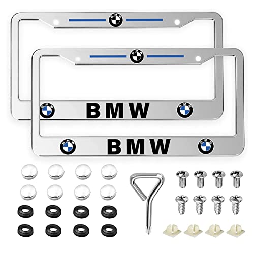 2Pcs Aluminum License Plate Frame For Bmw, 2 Holes Solid Rust-Proof Aluminum License Plate Holder, Us Standard Size, Waterproof And Corrosion Resistant #TOP17