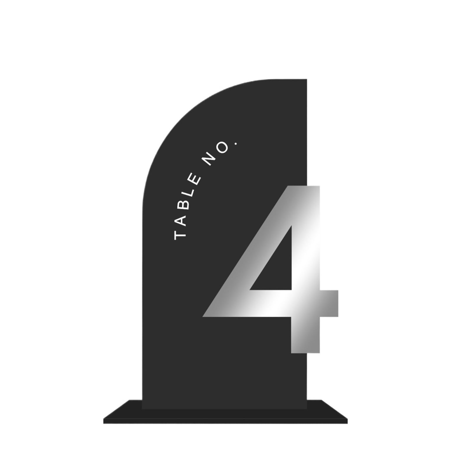 WSQHAO 5/10/12/15/20pcs Half Arch Table Numbers 3D Number Sign Wedding Decor Stationery Reception for Restaurant(Silver on black,Table 1-12)