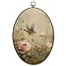 JQF Vintage Floral Bird Oval Wall Art, Rustic Cottagecore Rose Floral Sparrow Oval Canvas Wall Art, Retro Flower Bird Framed Prints Hanging Decor for Home Bedroom Living Room, 8.5x11.5 Inch