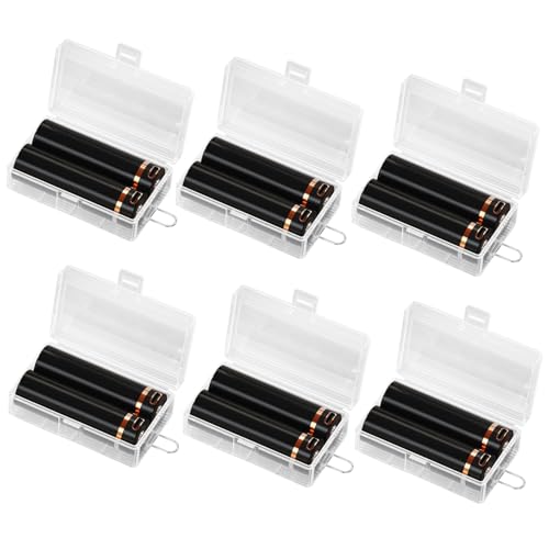 XYRSTOLR 6Pcs 21700 Battery Storage Case Box Organizer Holder 2 Capacity Transparent
