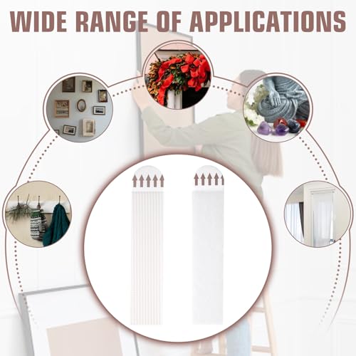 Image of 24 Pairs (48 Strips) Heavy Duty Picture Hanging Strips, Fabric Fastener Interlocking Tape No Nails Strips Hook and Loop Tape No Wall Damage for Pictures and Photos Frame Hanging