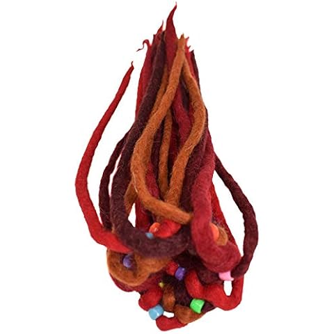 Gheri Women's Felt Dreadlock Bohemian Hippie Colorful Hairband Elastic Hairtie Red Mix Cover