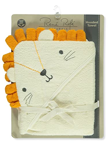 Rene Rofe Boys' Hooded Lion Towel - Yellow, one Size