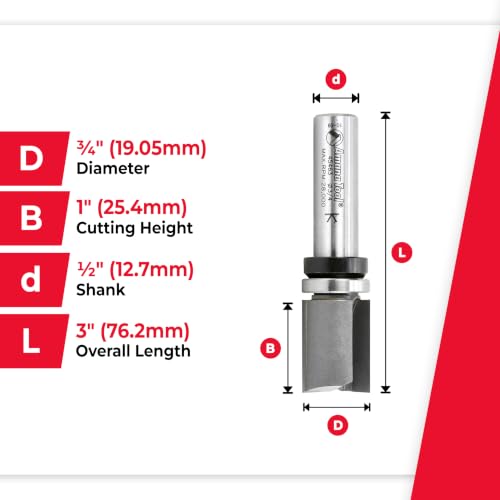 Image of Amana Tool 45463 Carbide Tipped Flush Trim Plunge Template Router Bit 3 /4 Dia x 1 Inch x 1 /2 Shank with Upper Ball Bearing