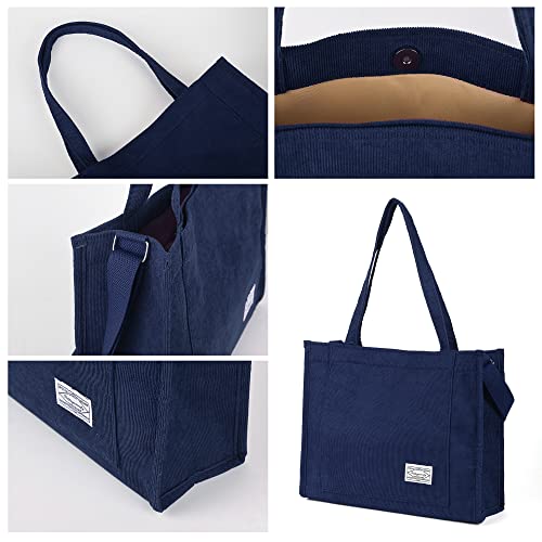 Image of Valleycomfy Corduroy Tote Bag for Women Travel Crossbody Bag | Purse Women Shoulder Bags Work Handbags Everyday Hobo Bag