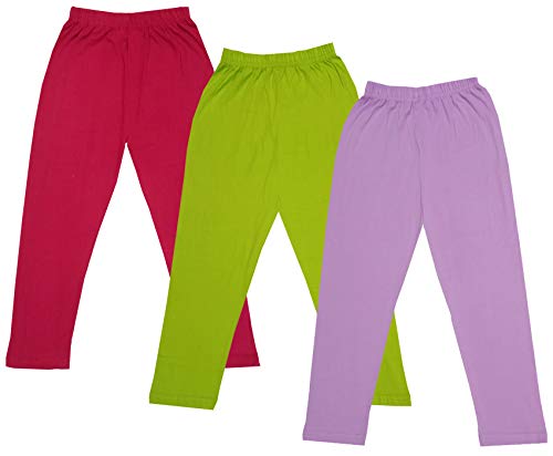 Image of IndiWeaves Girls Super Soft Cotton Solid Capri Pants (Purple, Green, Magenta, 10-12 Years) Pack of 3