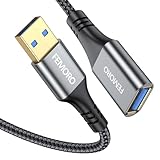 USB Extension Cable 3ft, USB Type A 3.0 (5Gbps Data Transfer & 15W Charging) Male to Female Extender for Mouse Keyboard TV Monitor External cd/DVD Drive SecurityCamera and More