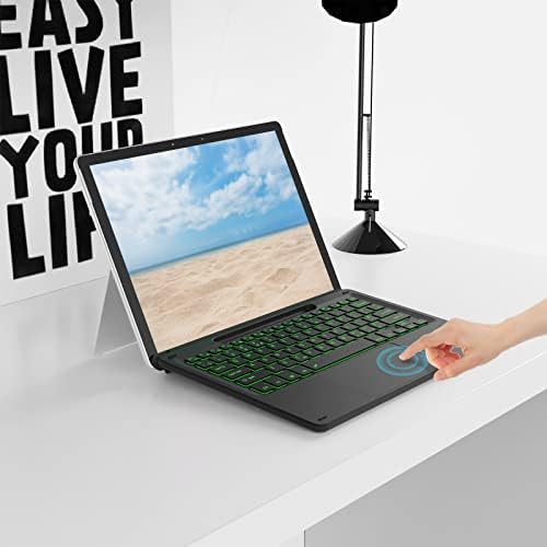 Backlight Keyboard with Trackpad for Surface Pro 9/8/X, 7-Color Wireless Bluetooth Illuminated Keyboard Slim and Light with Touchpad and Pen Holder for Microsoft Surface Pro 9/Pro 8/Pro X 13", Black
