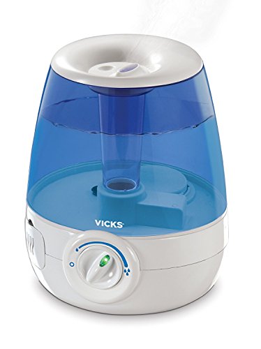 Image of Vicks Filter-Free Ultrasonic Humidifier. #1 Brand Recommended by Pediatricians*. 1.2 Gal Ultrasonic cool mist humidifier for medium to large Bedrooms, Kids Rooms, and More. Use with Vicks VapoPads.