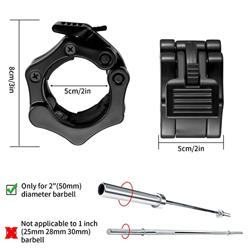 Olympic Barbell Clamps, 2 Inch Olympic Barbell Clips Bar Clamps Collars, Quick Release Weight Dumbbell Clamps Bar Clips For Weightlifting Fitness Training Workout Bar Olympic Lifts #TOP1