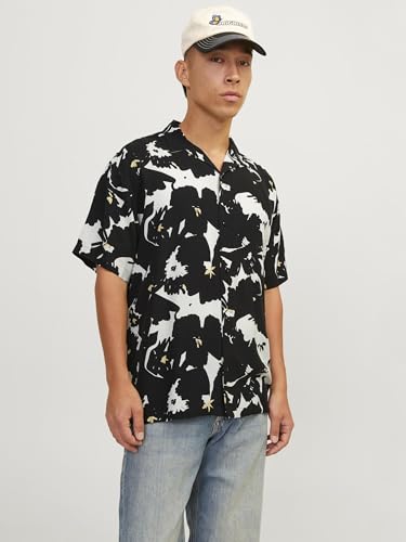 JACK & JONES Herren Jorluke Aruba Resort Shirt Ss Kurzarmhemd, Black/AOP:AOP, S – Ansicht 2