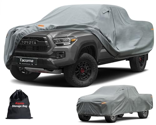 Image of Kayme Heavy Duty Truck Cover Custom Fit Toyota Tacoma(1995-2025) Xtra Cab /Access Cab /Double Cab SB Short Bed. Waterproof All Weather for Pickup, Full Exterior Covers Sun Rain UV Protection.