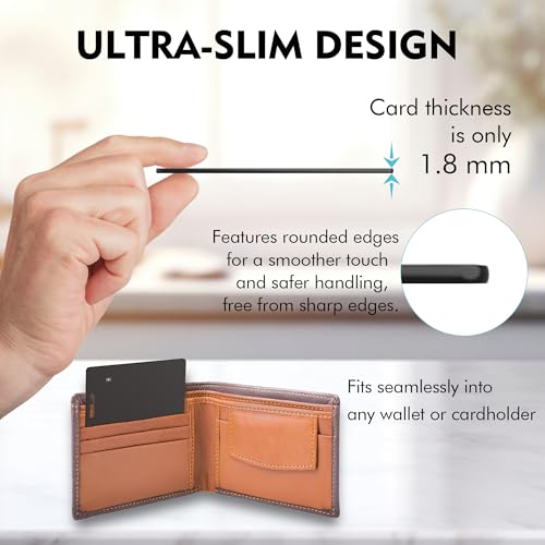 Wallet Tracker Card, iOS Only Bluetooth Tracker Card with Find My app, Rechargeable Smart Wallet Finder GPS Tracker, Keys Finder and Item Locator for Keys, Bags, Passports