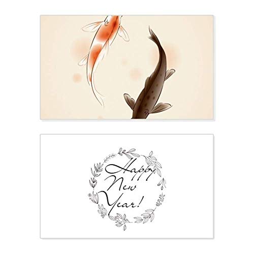 Tarjeta conmemorativa de Año Nuevo Lucky Fish para regalar buenos deseos