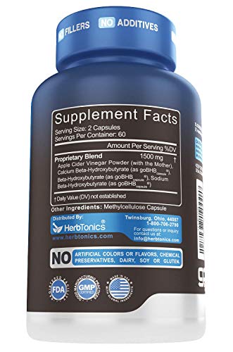 5X Potent Apple Cider Vinegar Capsules Plus Keto Bhb - Fat Burner and Weight Loss Supplement Detox for Women and Men 120 Vegan Pills