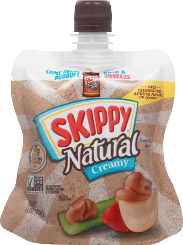 Image of SKIPPY Squeeze Natural Creamy Peanut Butter, 6 Ounce (Pack of 2)