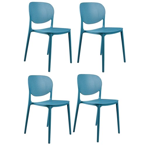 Image of Dream Furnishing - Set of 4 Stackable Dinning Chairs for Home Cafe Office Hotel for Indoor and Outdoor Patio (Peacock Blue)