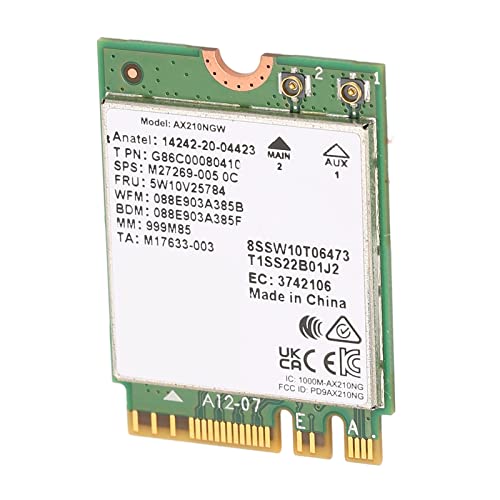 Placa de rede AX210NGW NGFF, módulo sem fio M2 WIFI 6E com 2.4G 5G 6G tripla frequência, Bluetooth 5