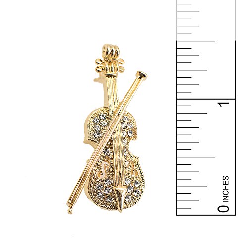 Spinningdaisy Tiny Jewel Crystal Cello with Bow Brooch Pin (Gold) - Thumbnail 4