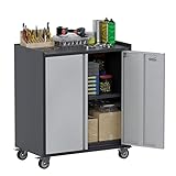 Reemoon Metal Garage Storage Cabinet with Wheels, Rolling Tool Chests & Cabinets with Shelves and Lo